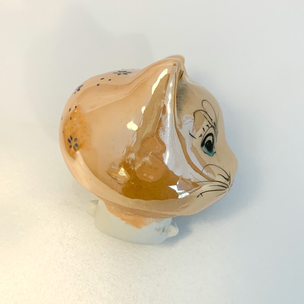 Vintage Maneki Neko Chinese Iridescent Lucky Cat Teapot - Picture 9 of 10